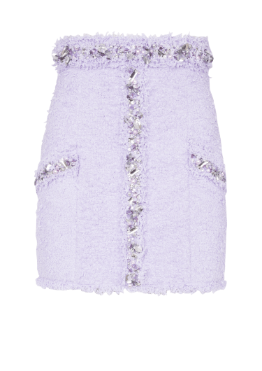 Falda de tweed con detalles bordados